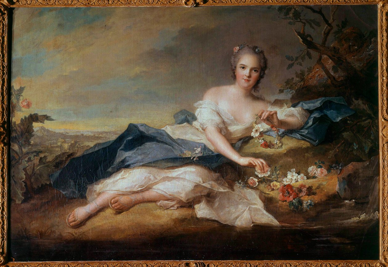 Porträtt av Madame Henriette av Frankrike (1727-1752) i Flore, dotter till Ludvig XV Målning av Jean Marc (Jean-Marc) Nattier (1685-1766) 1742 Sön 0,96x1,51 m av Jean Marc Nattier