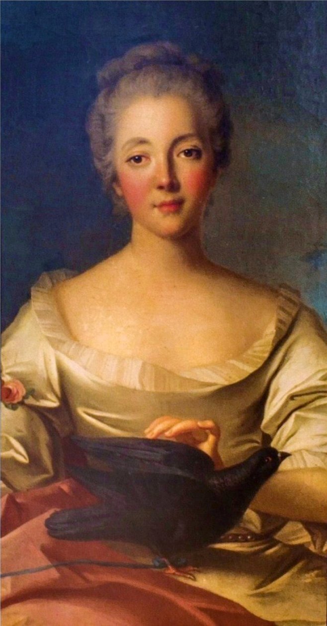 Porträtt av Madame Louise Dupin (1706-1799). av Jean Marc Nattier
