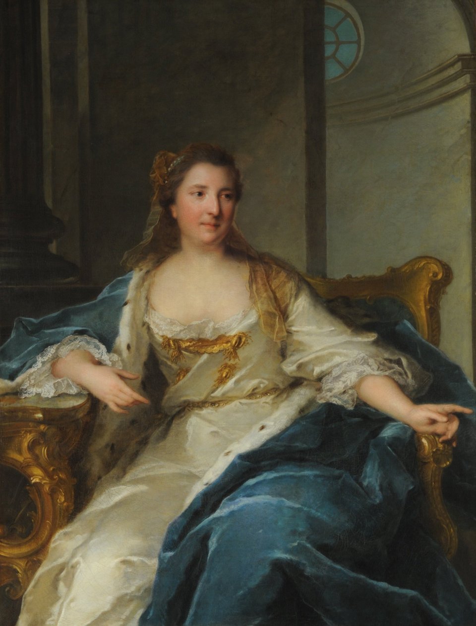 Porträtt av prinsessan Caroline av Hessen-Rheinfels-Rotenburg 1714-1741, första hälften av 1700-talet. av Jean Marc Nattier