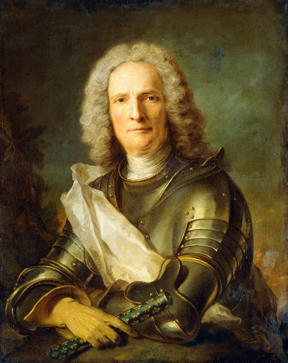 Porträtt av en Marechal de France, troligen Chretien-Louis de Montmorency-Luxembourg av Jean Marc Nattier