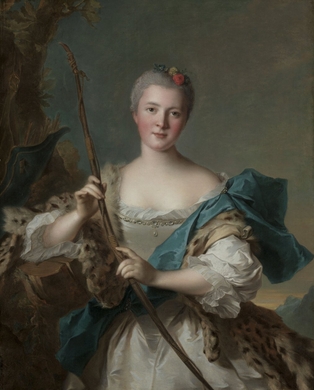 Porträtt av en kvinna som Diana, 1752 av Jean Marc Nattier