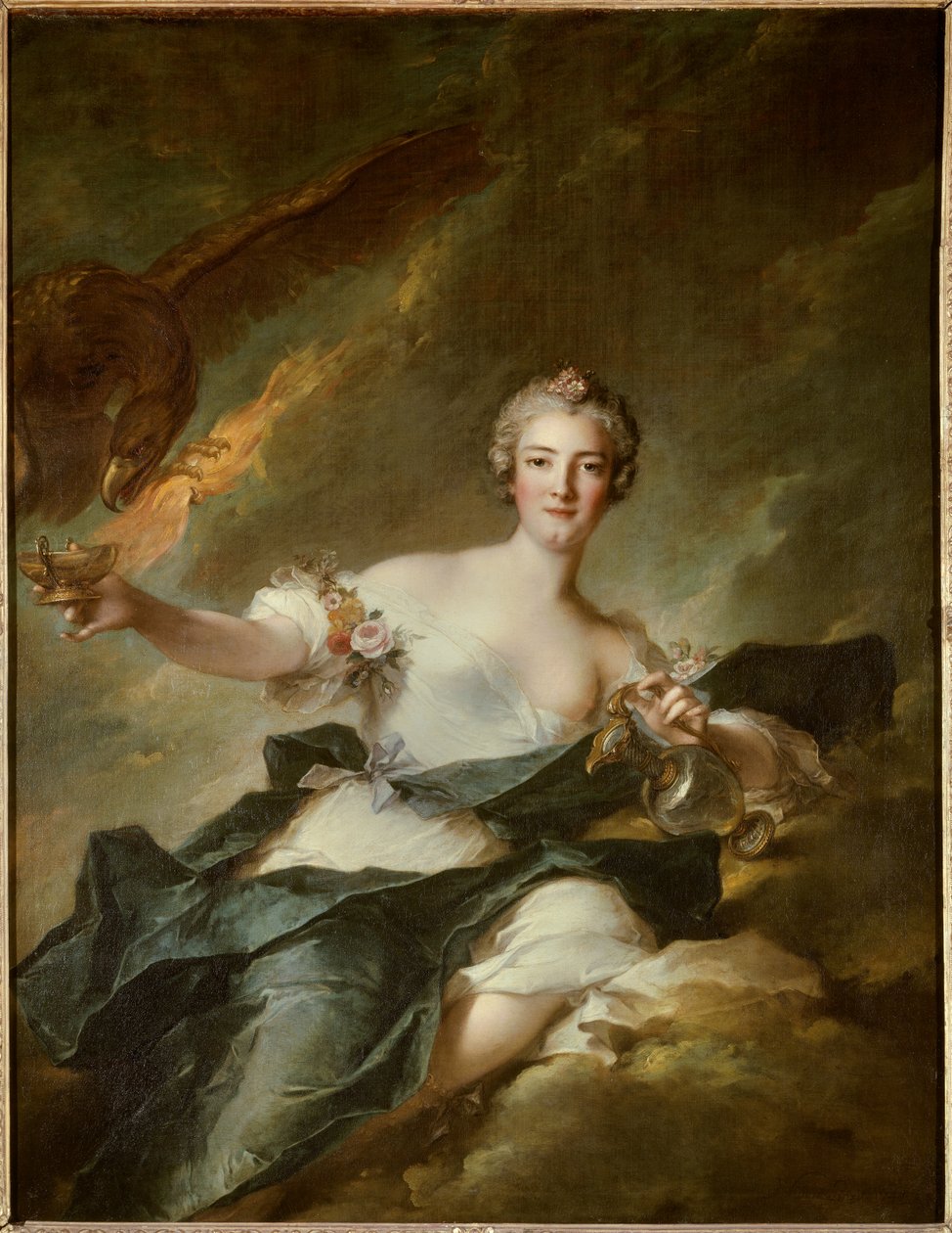 Porträtt av hertiginnan av Chaulnes, representerad i Hebe, förnuftets gudinna (Anne Josephe Bonnier de la Masson (1718-1787), hustru till hertigen av Chaulnes) Det är representerat med en örn som symboliserar guden Jupiter - Målning av Jean Marc ( Jean-Mar av Jean Marc Nattier