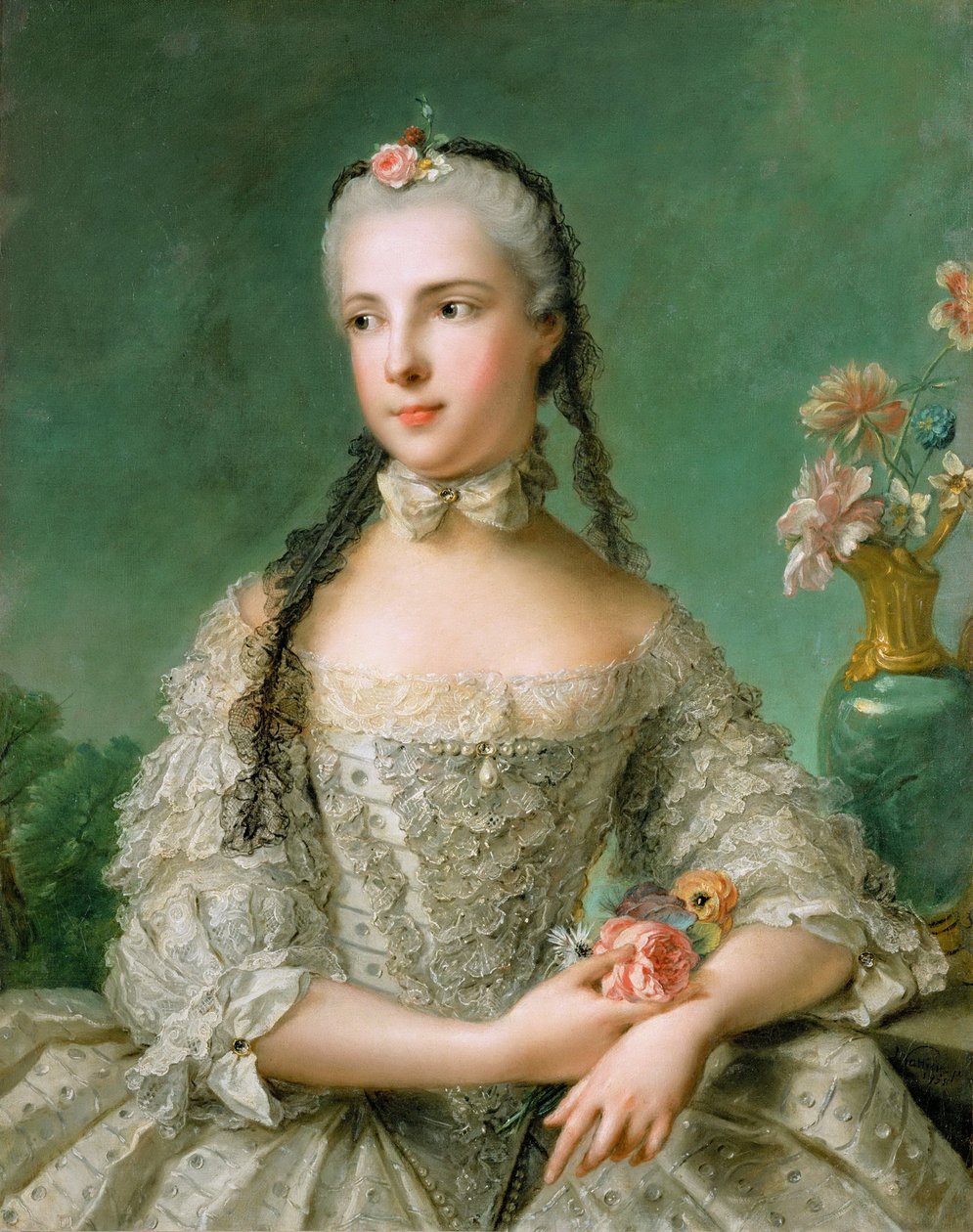 Rokoko: Porträtt av prinsessan Isabella av Parma (1741-1763), ärkehertiginna av Österrike par Nattier, Jean-Marc (1685-1766) av Jean Marc Nattier