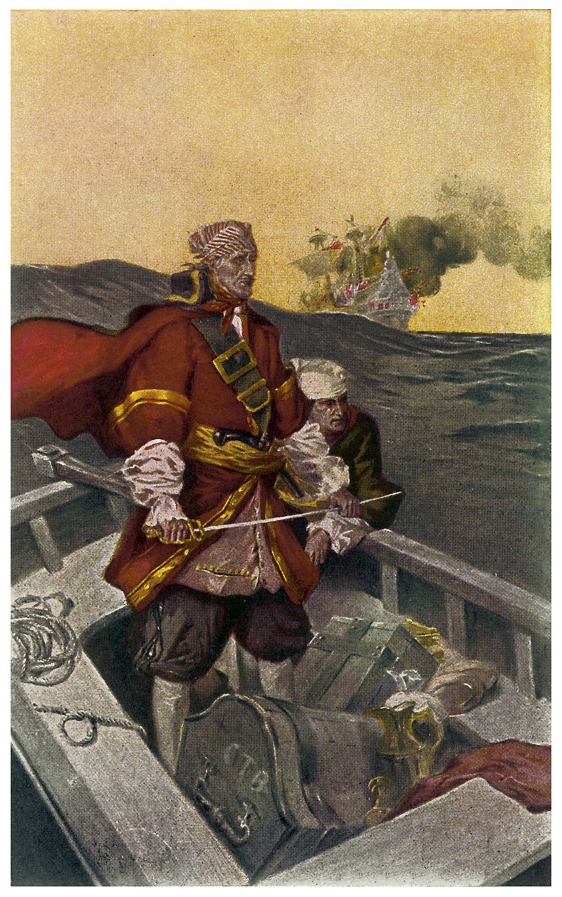 Porträtt av den walesiske piraten och sjörövaren Henry Morgan (1635-1688) Illustration av J N Marchand (1883-1941) från "Sir Henry Morgan Buccaneer" 1903 av Jean Marchand