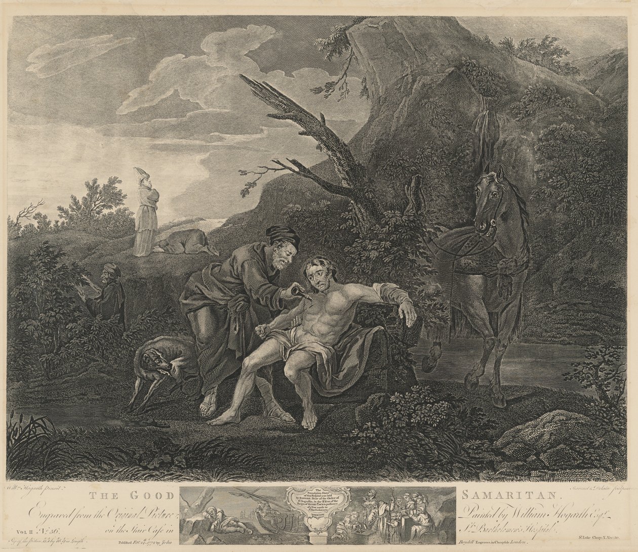 Den barmhärtige samariten av Jean Marie Delatre and Simon Francois Ravenet I after William Hogarth