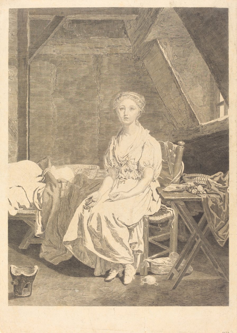 Den vacklande dygden av Jean Massard after Jean Baptiste Greuze