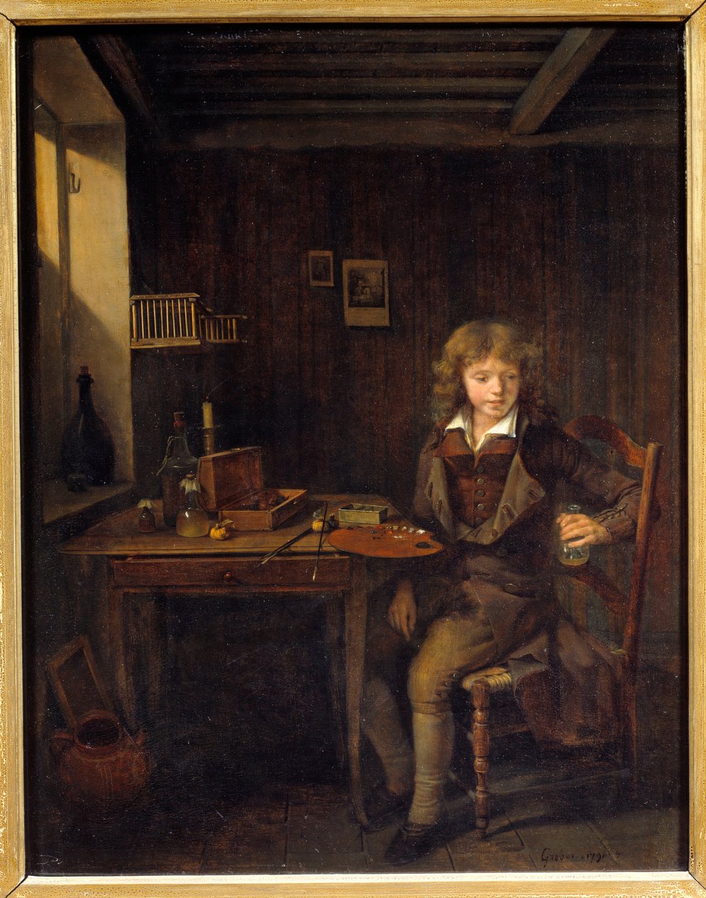 En ung student förbereder färgerna på sin mästare Målning av Jean Michel Grobon (1770-1853) 1800-talets Lyon, Musee des Beaux Arts av Jean Michel Grobon