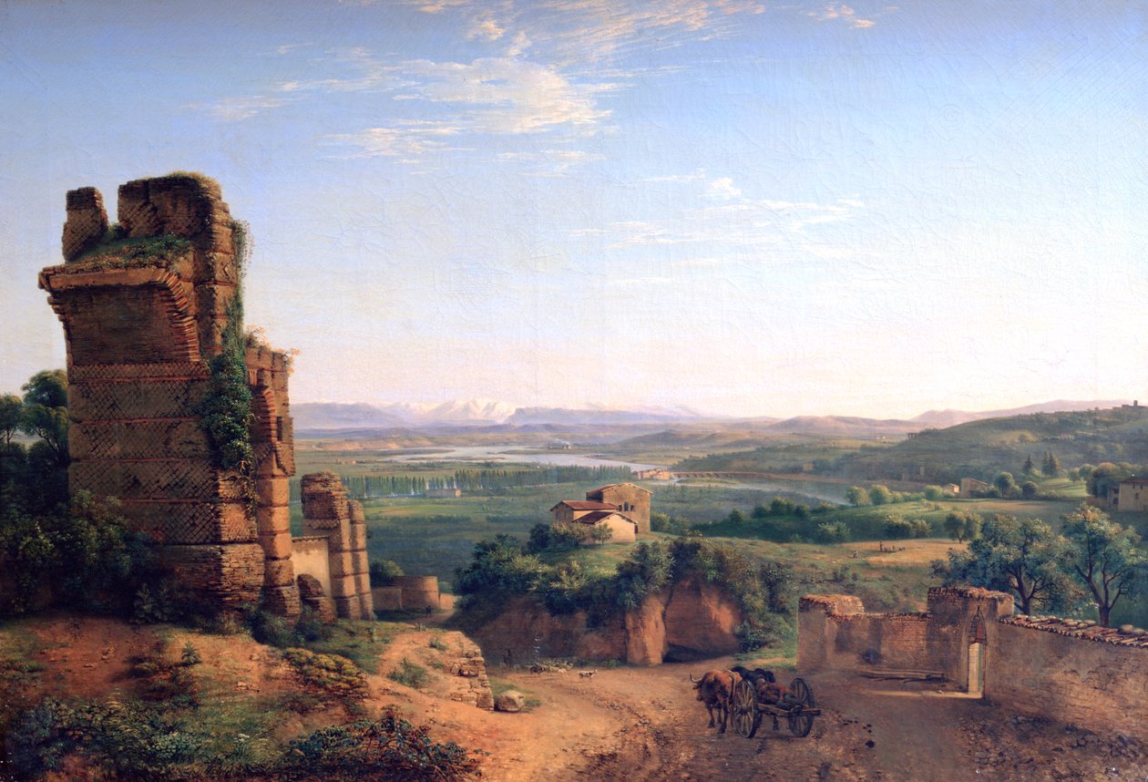 Romerska akvedukter sett på sluttningarna av Saint Just, c1790-1853 av Jean Michel Grobon