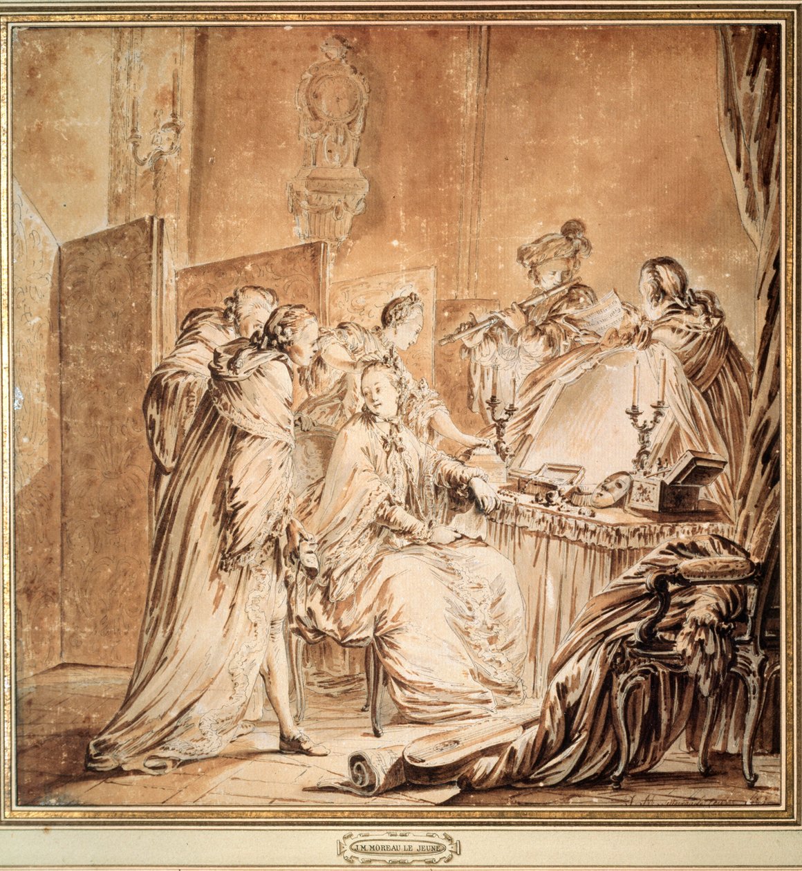 Före finklänningsbalen, 1762. av Jean Michel the Younger Moreau
