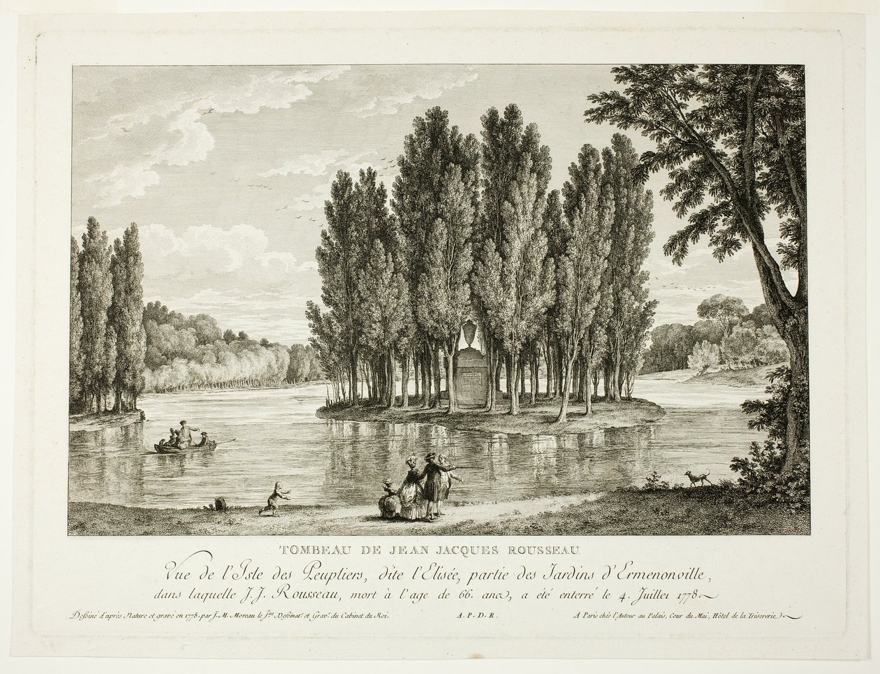 Jean Jacques Rousseaus grav av Jean Michel Moreau