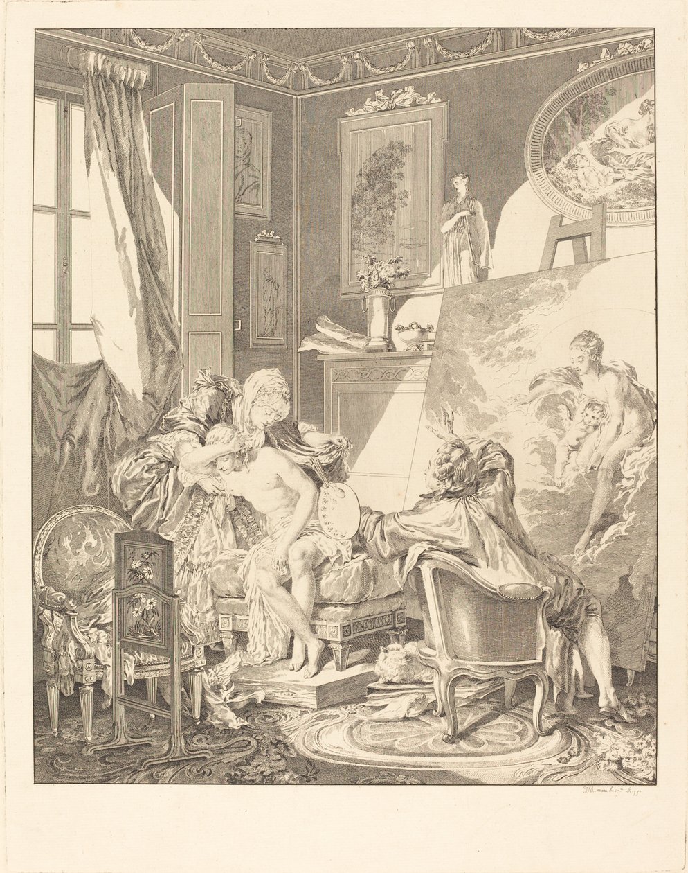 Den ärliga modellen av Jean Michel Moreau after Pierre Antoine Baudouin