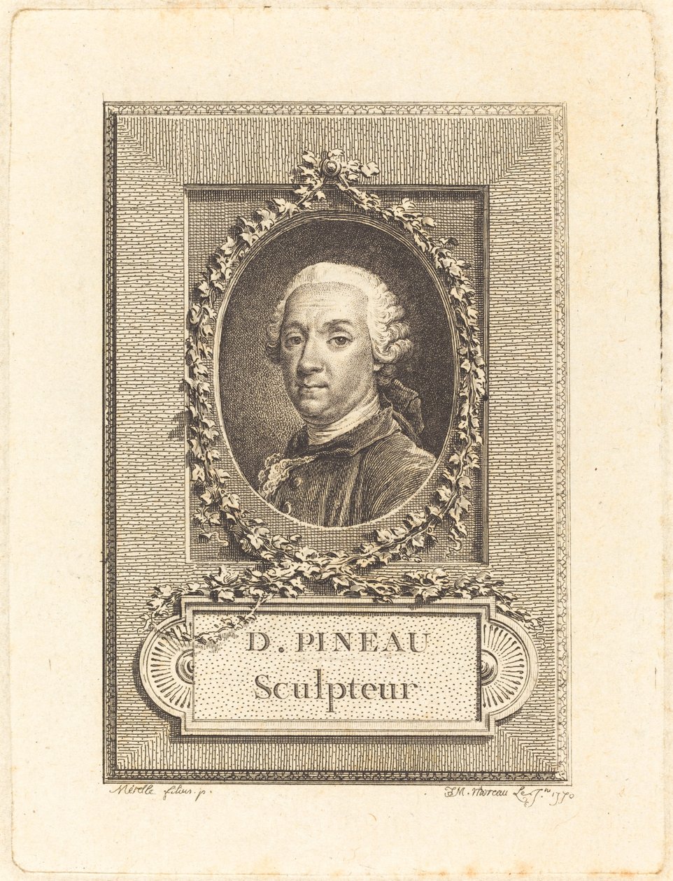 D. Pineau, skulptör av Jean Michel Moreau after Pierre Paul Merelle