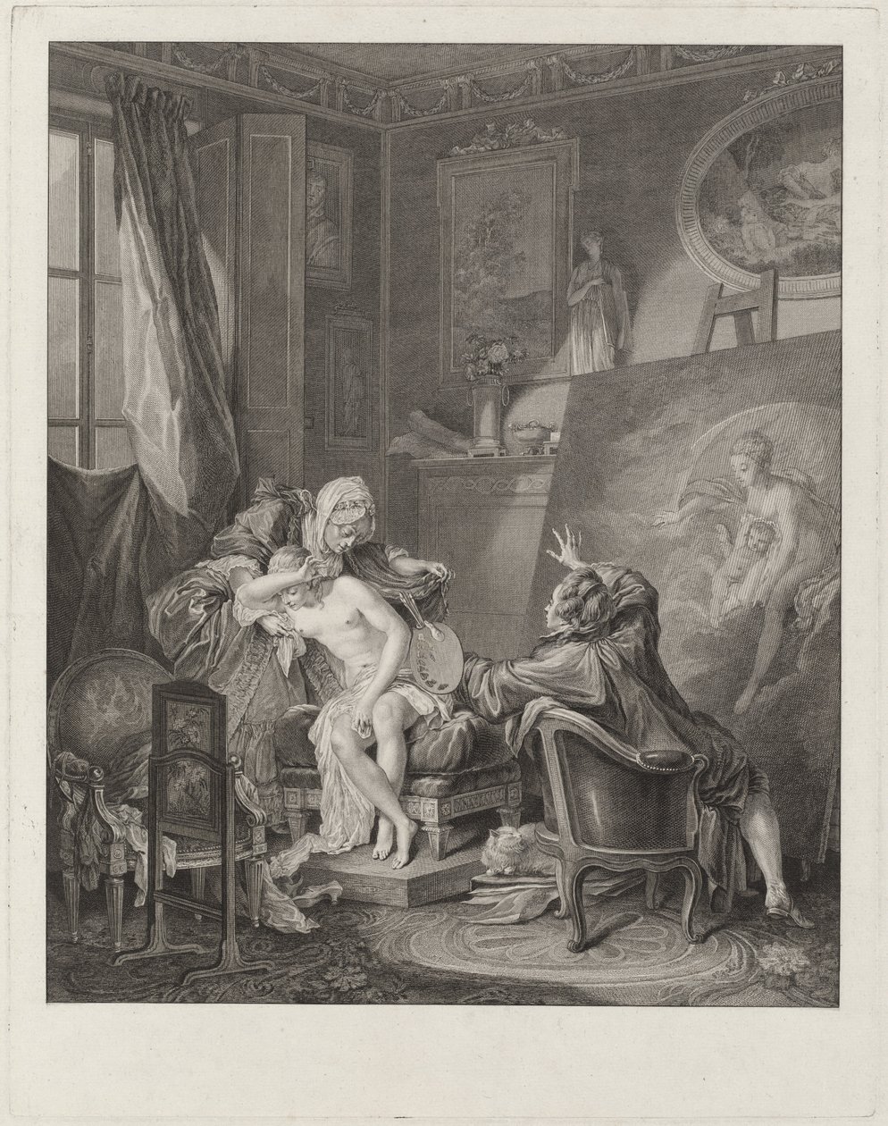 Den ärliga modellen av Jean Michel Moreau and Jean Baptiste Blaise Simonet after Pierre Antoine Baudouin