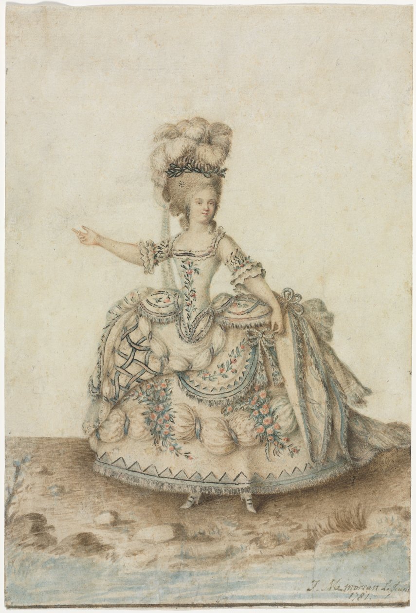 Kostymstudie för operasångare, 1781. av Jean Michel Moreau le Jeune