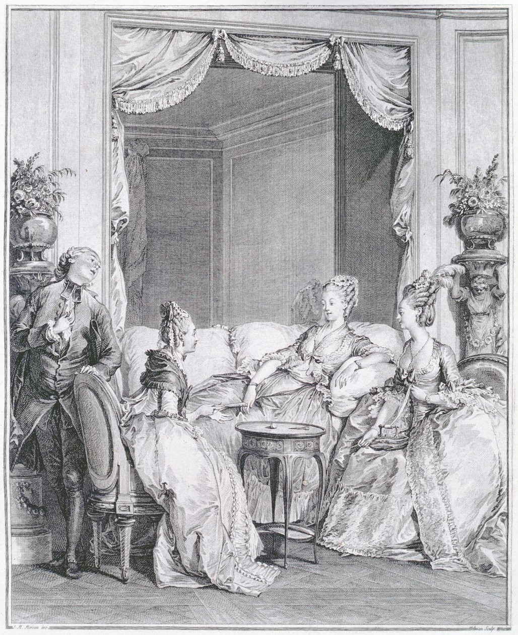 Var inte rädd, min gode vän, graverad av I.S. Helman (1743-1809) av Jean Michel the Younger Moreau