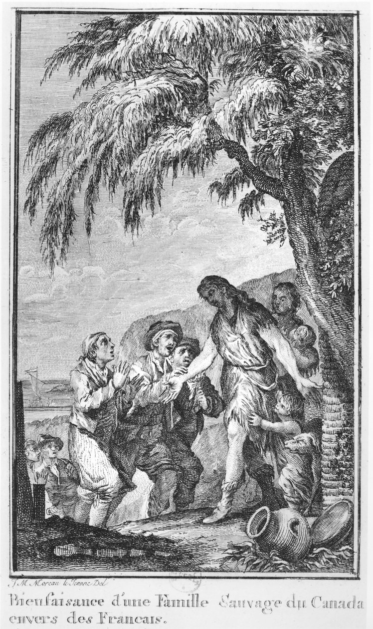 Illustration från "Philosophical and Political History of the Two Indies" av Abbe Guillaume Raynal (1713-96) av Jean Michel the Younger Moreau