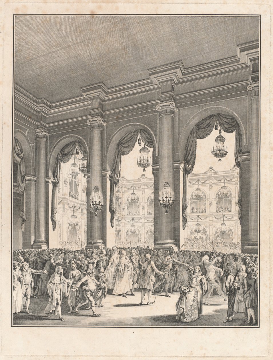 Maskbalen - Fest ges i samband med födelsen av Monseigneur the Dauphin, 23 januari 1782 av Jean Michel Moreau the Younger