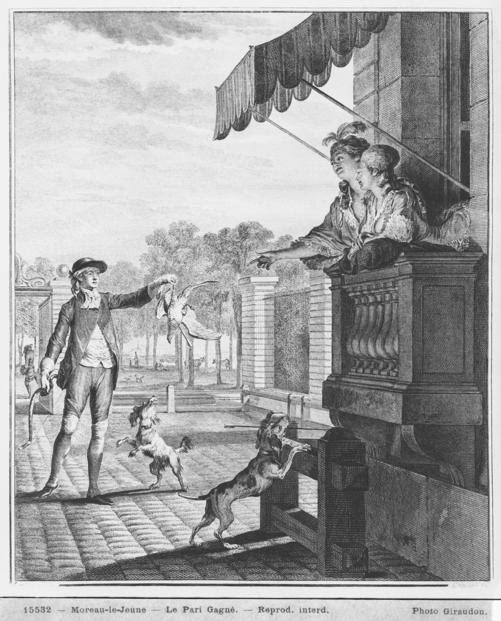 Ta en satsning, graverad av Camligue (fl.1785) c.1777 (gravyr) (bw foto) av Jean Michel the Younger Moreau
