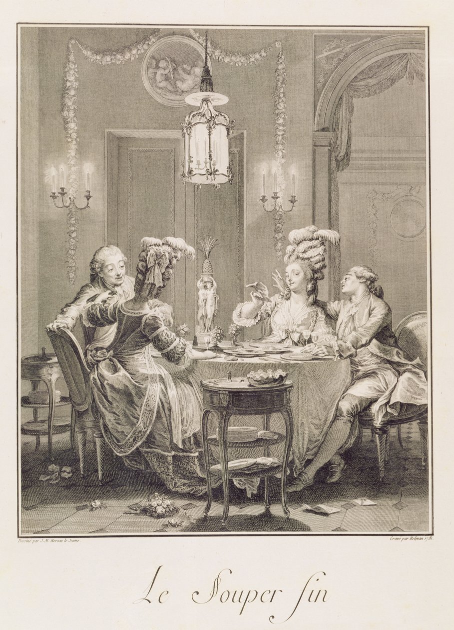 Den fina nattvarden, 1781, graverad av I.S. Helman (1743-1809) av Jean Michel the Younger Moreau