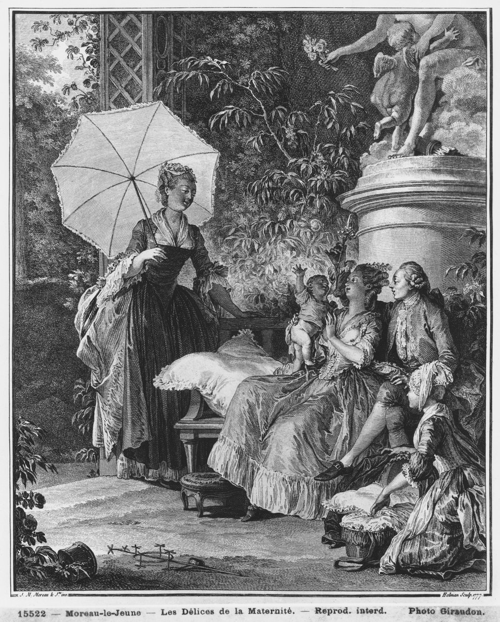 Moderskapets nöjen, graverad av Isidore Stanislas Helman (1749-1809) 1776 av Jean Michel the Younger Moreau