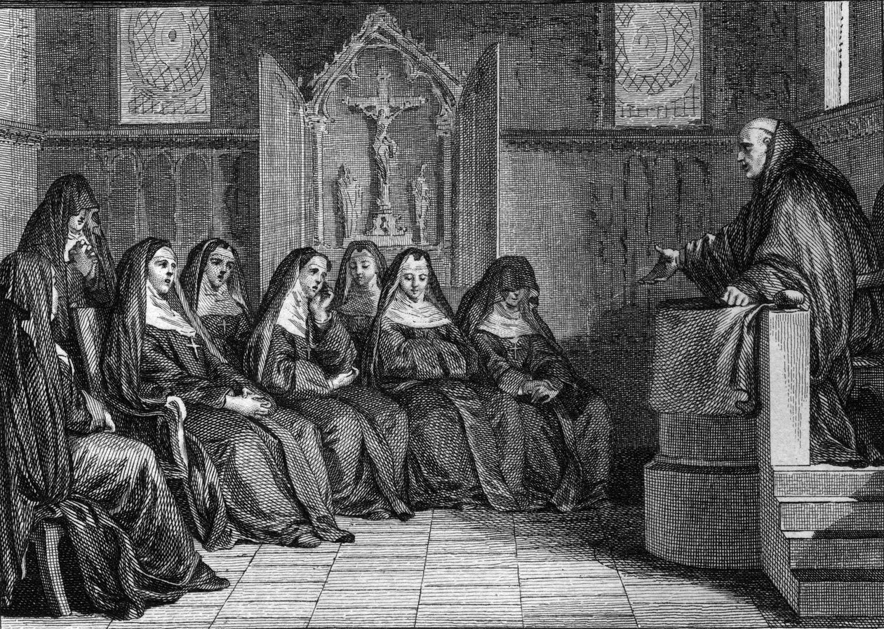 Abelard och Heloise: Pierre Abelard eller Abailard (1079-1142) blev munk i klostret Saint Denis. Gravyr av Jean Michel Moreau, dit Moreau le Jeune (1741-1814) av Jean Michel the Younger Moreau