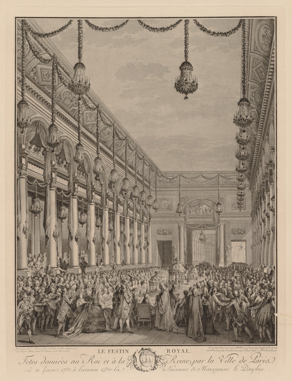 Den kungliga högtiden på Hôtel de Ville, 21 januari 1782. av Jean Michel the Younger Moreau