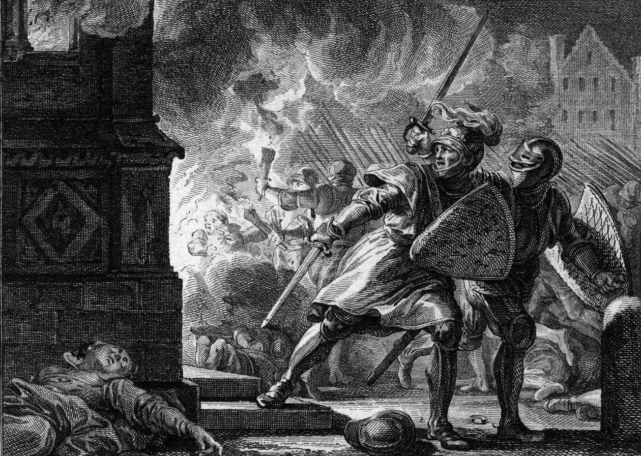 Ludvig VII den unge eller den fromme (1120-1180) lät kyrkan Vitry (Champagne) sätta eld där invånarna hade tagit sin tillflykt av Jean Michel the Younger Moreau