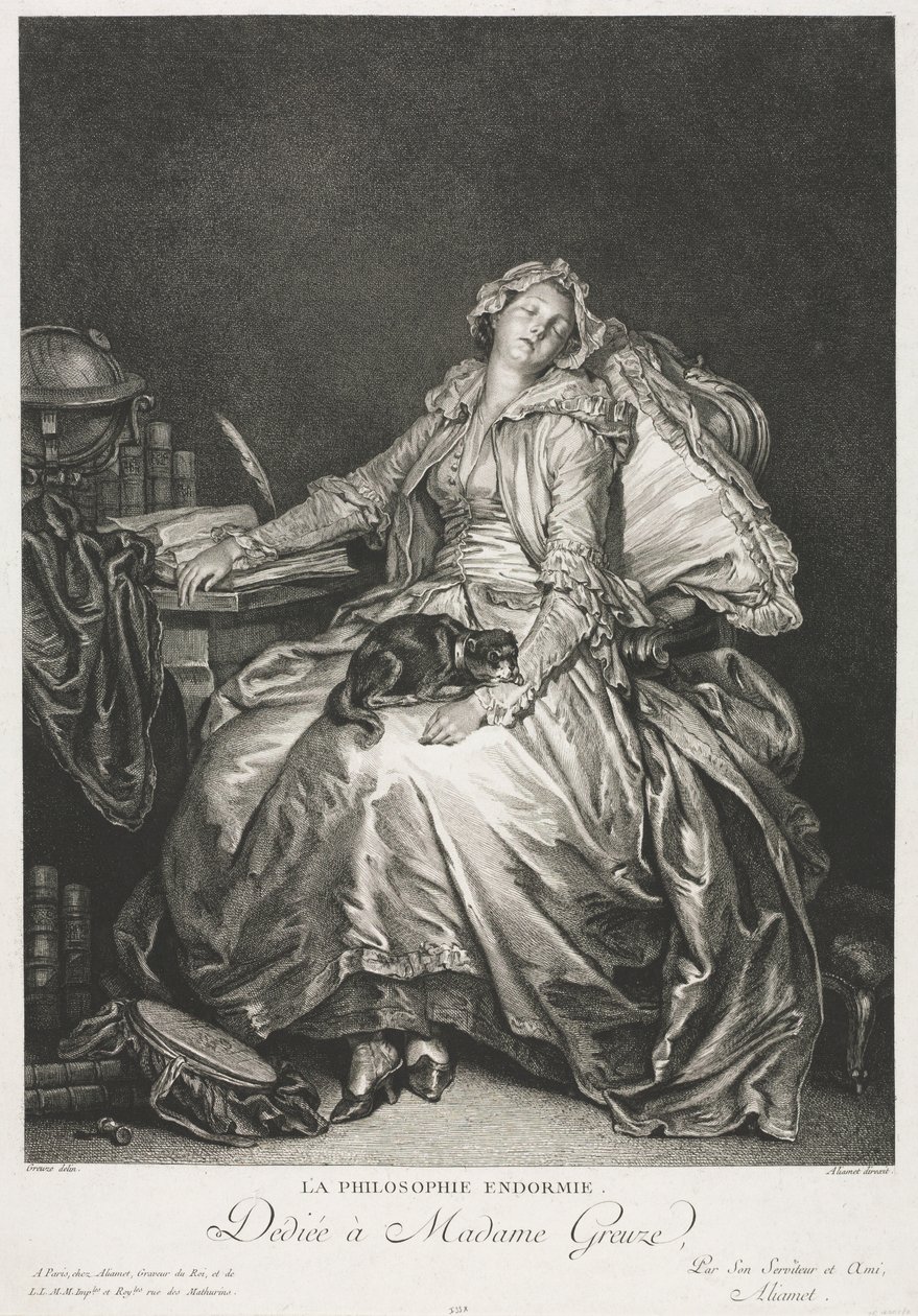 Madame Greuze sovande, 1776. av Jean Michel the Younger Moreau