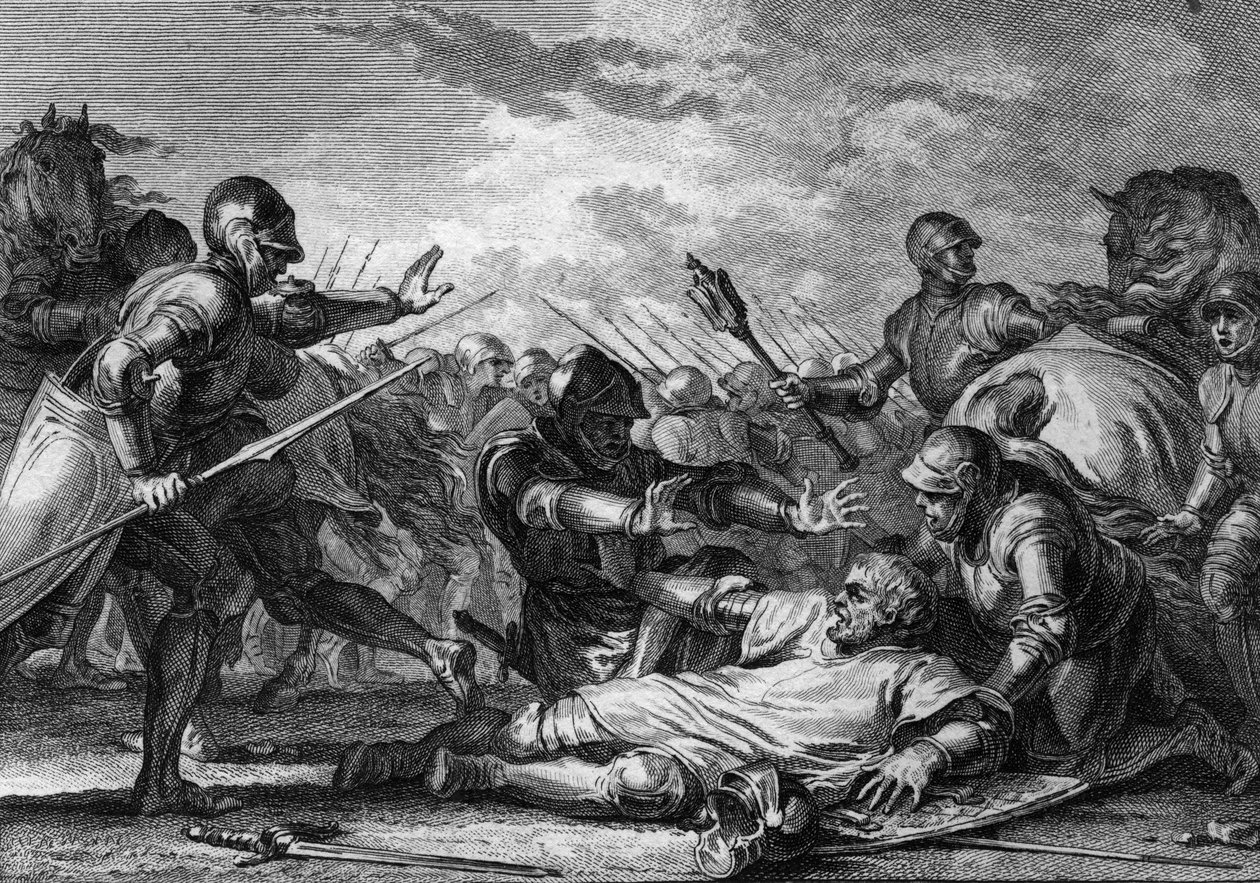 Upproret av Robert Courteheuse ("" Courtecuisse") (1027-1087) mot hans far, Vilhelm Erövraren (1027-1087), hertig av Normandie av Jean Michel the Younger Moreau