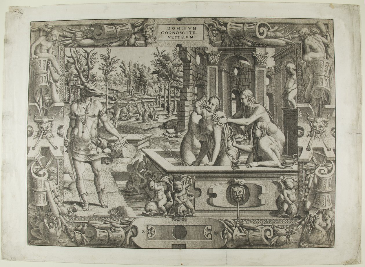 Diana och Actaeon (metamorfosen av Acteon) av Jean Mignon
