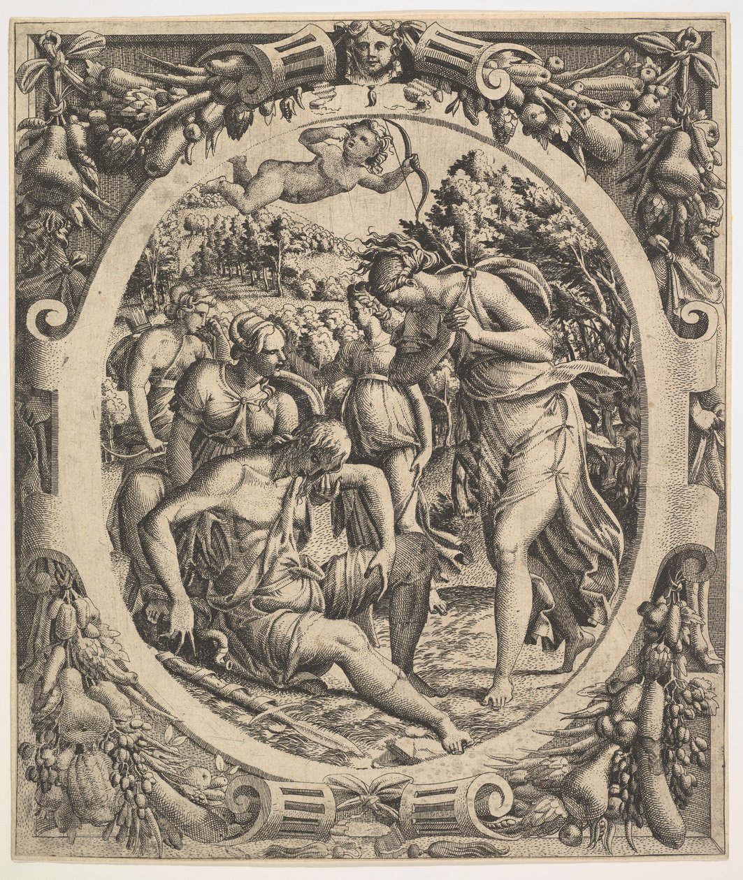 Adonis död, 1544. av Jean Mignon