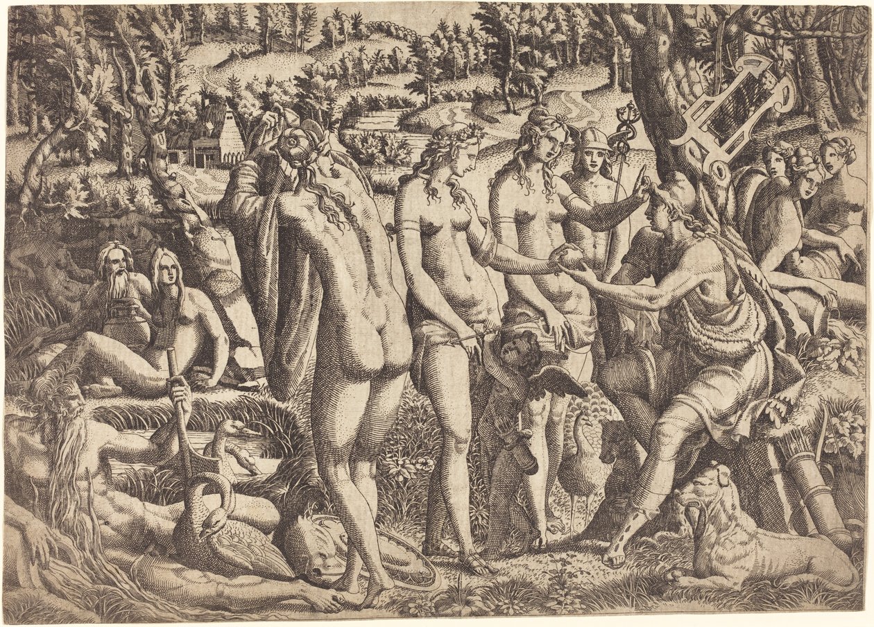 Parisdomen av Jean Mignon after Luca Penni