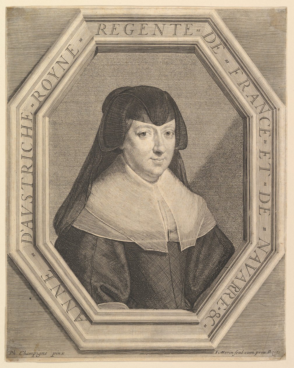 Anne av Österrike, Frankrikes drottning, i sorgklänning. av Jean Morin