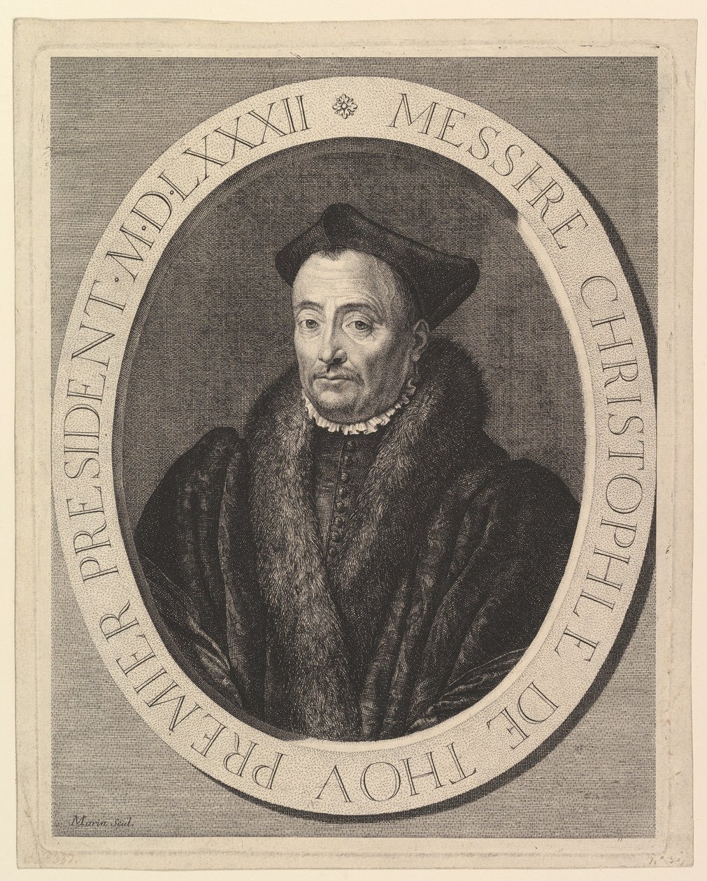 Christophe de Thou, förste talman i parlamentet. av Jean Morin