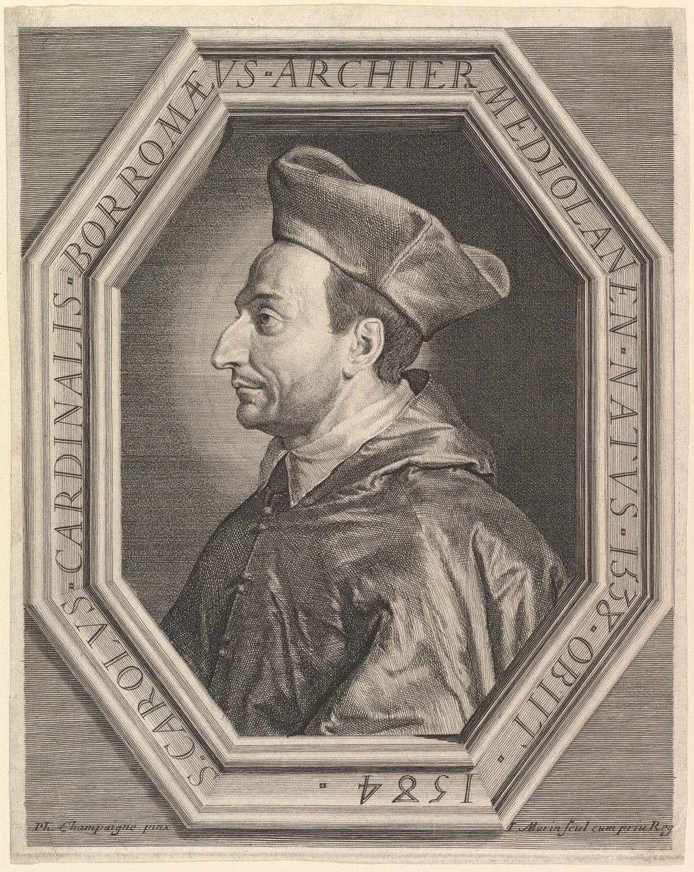 Saint Charles Borromeo, kardinal och ärkebiskop av Milano. av Jean Morin