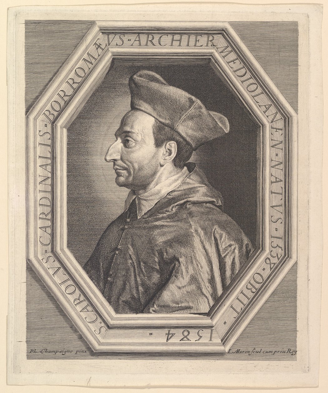 Saint Charles Borromeo, kardinal och ärkebiskop av Milano. av Jean Morin
