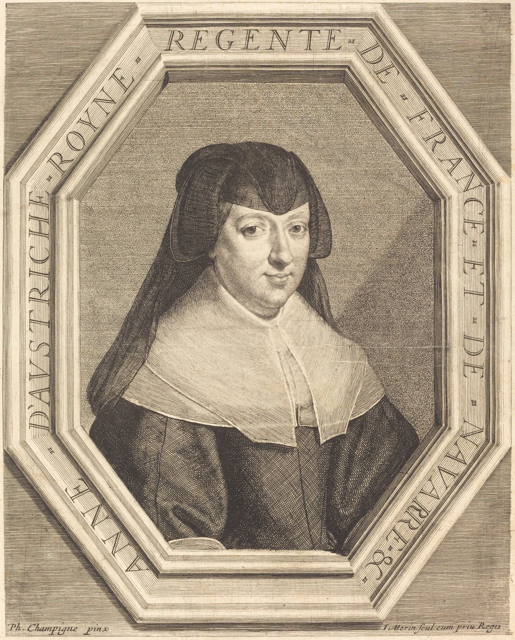 Anne av Österrike av Jean Morin after Philippe de Champaigne