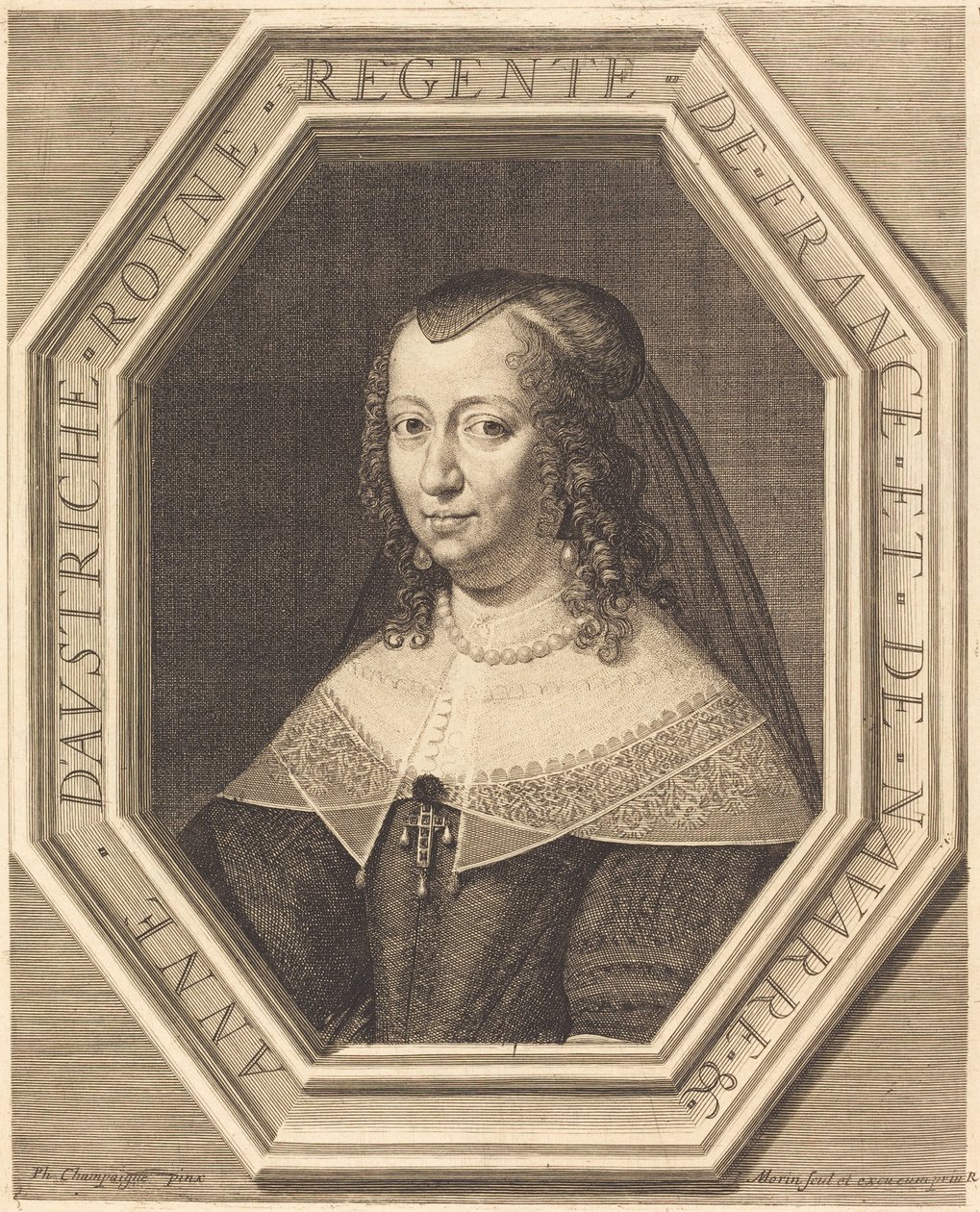 Anne av Österrike av Jean Morin after Philippe de Champaigne