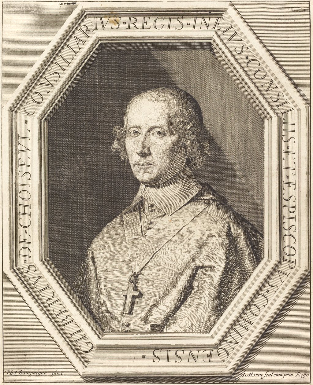 Gilbert de Choiseul du Plessis Praslin av Jean Morin after Philippe de Champaigne