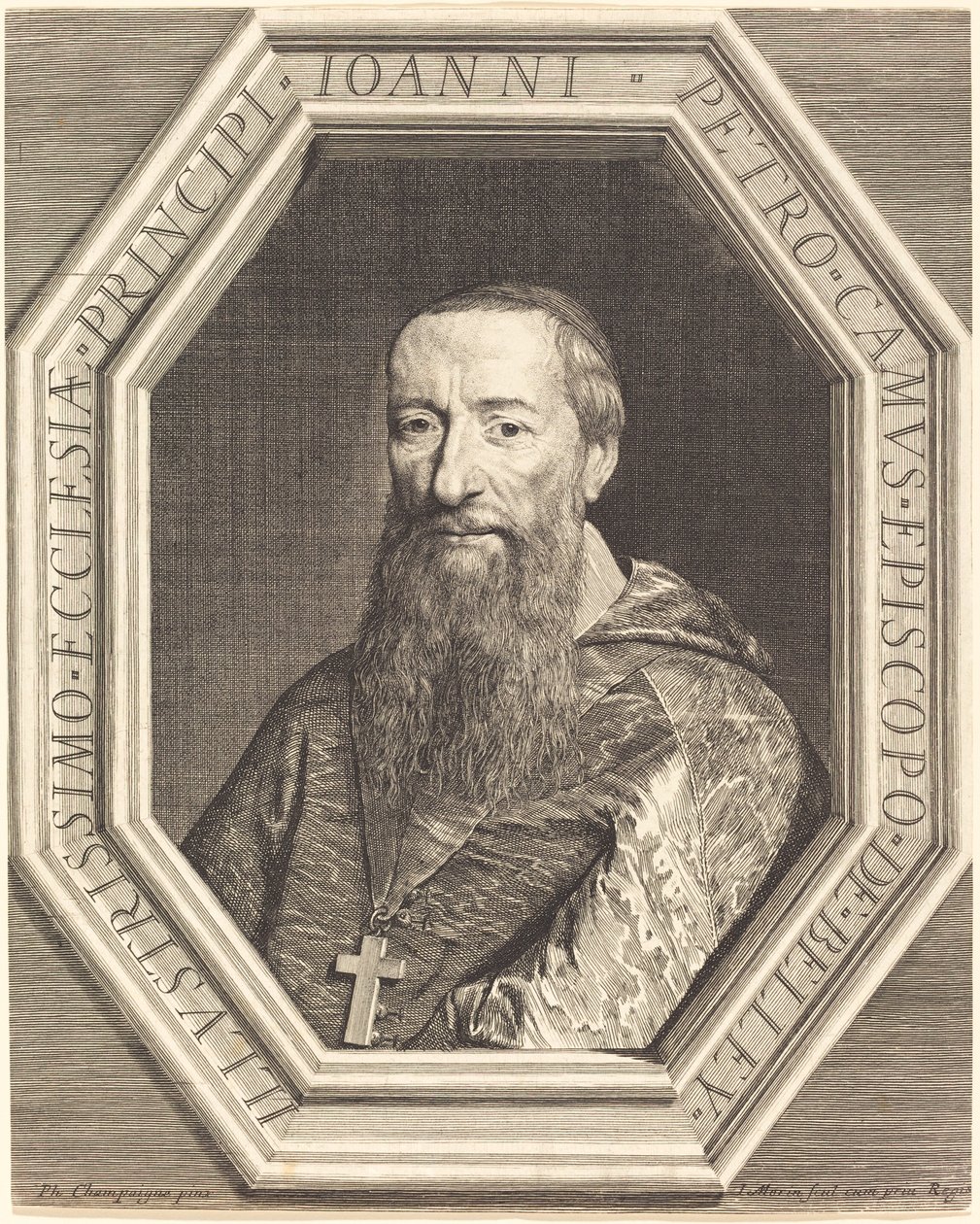 Jean-Pierre Camus av Jean Morin after Philippe de Champaigne