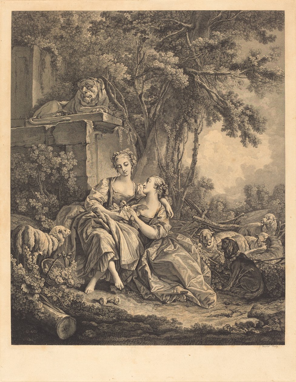 De två förtrogna av Jean Ouvrier after François Boucher