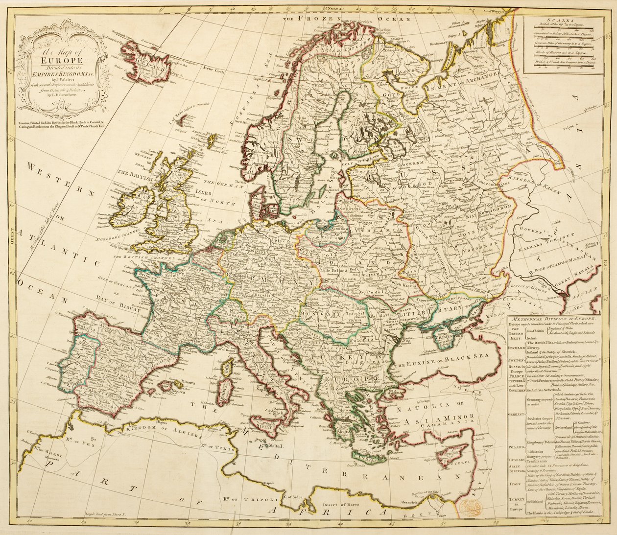 En karta över Europa, uppdelad i dess imperier och kungadömen, av J. Palairet med flera förbättringar och tillägg från D