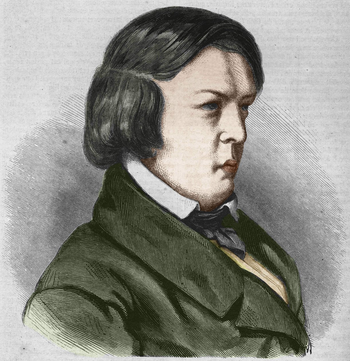 Robert Schumann tysk kompositör. Teckning av J.B. Laurens. av Jean Paul Laurens
