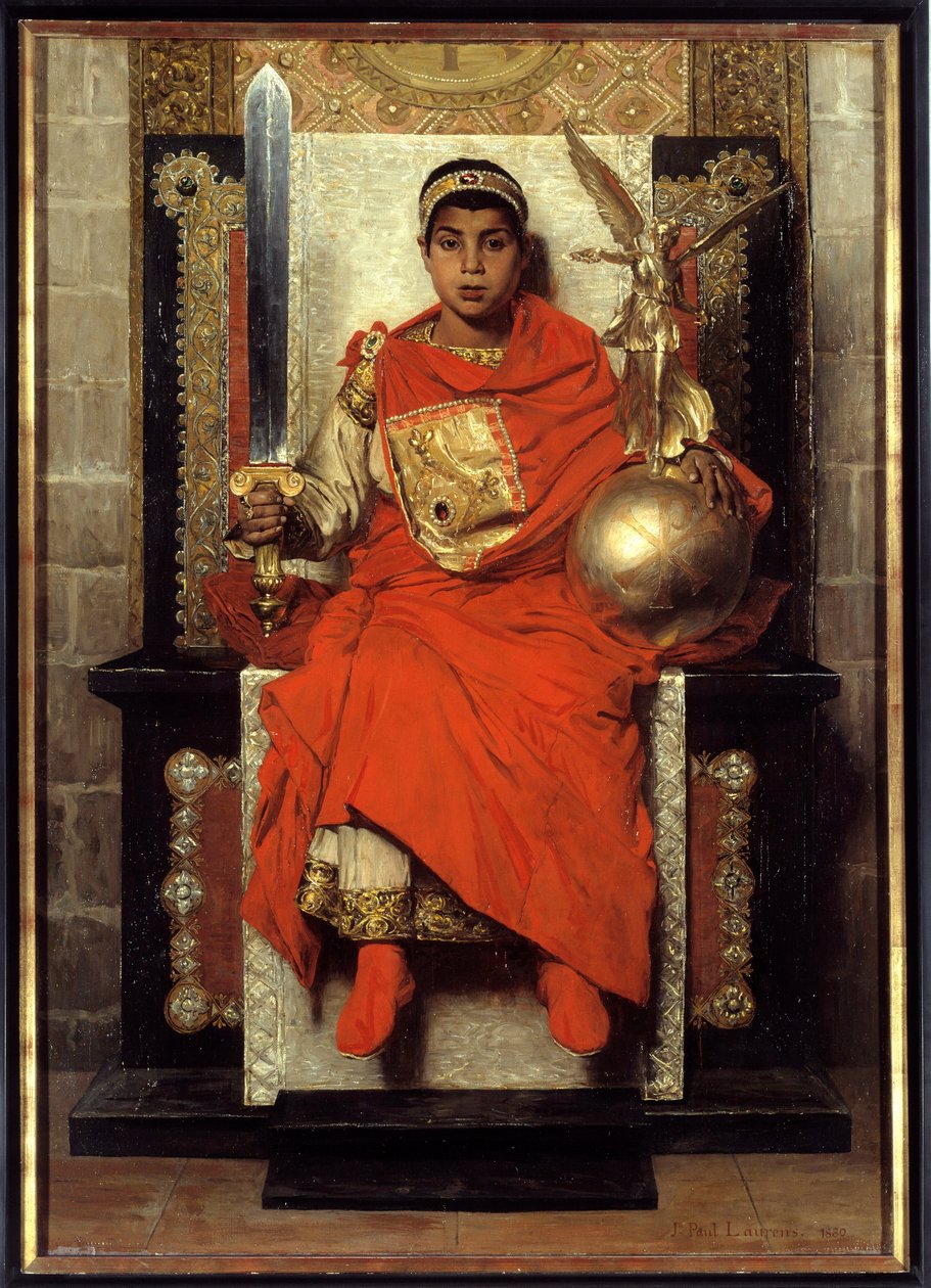 Nedre riket: Flavius Honorius (384-423). Målning av västerlandets första kejsare (395-423), barn. Målning av Jean Paul Laurens (1838-1921) av Jean Paul Laurens