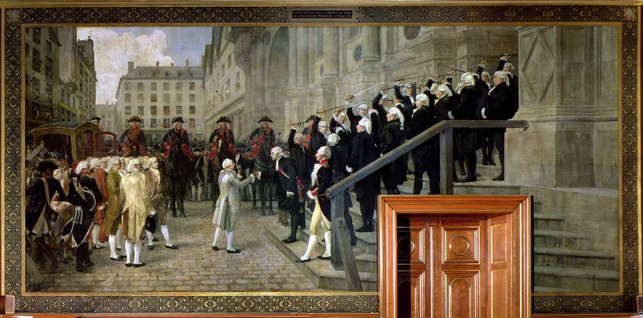 Louis XVI:s mottagande av Paris kommun på Hotel de Ville 1789, 1891 av Jean Paul Laurens