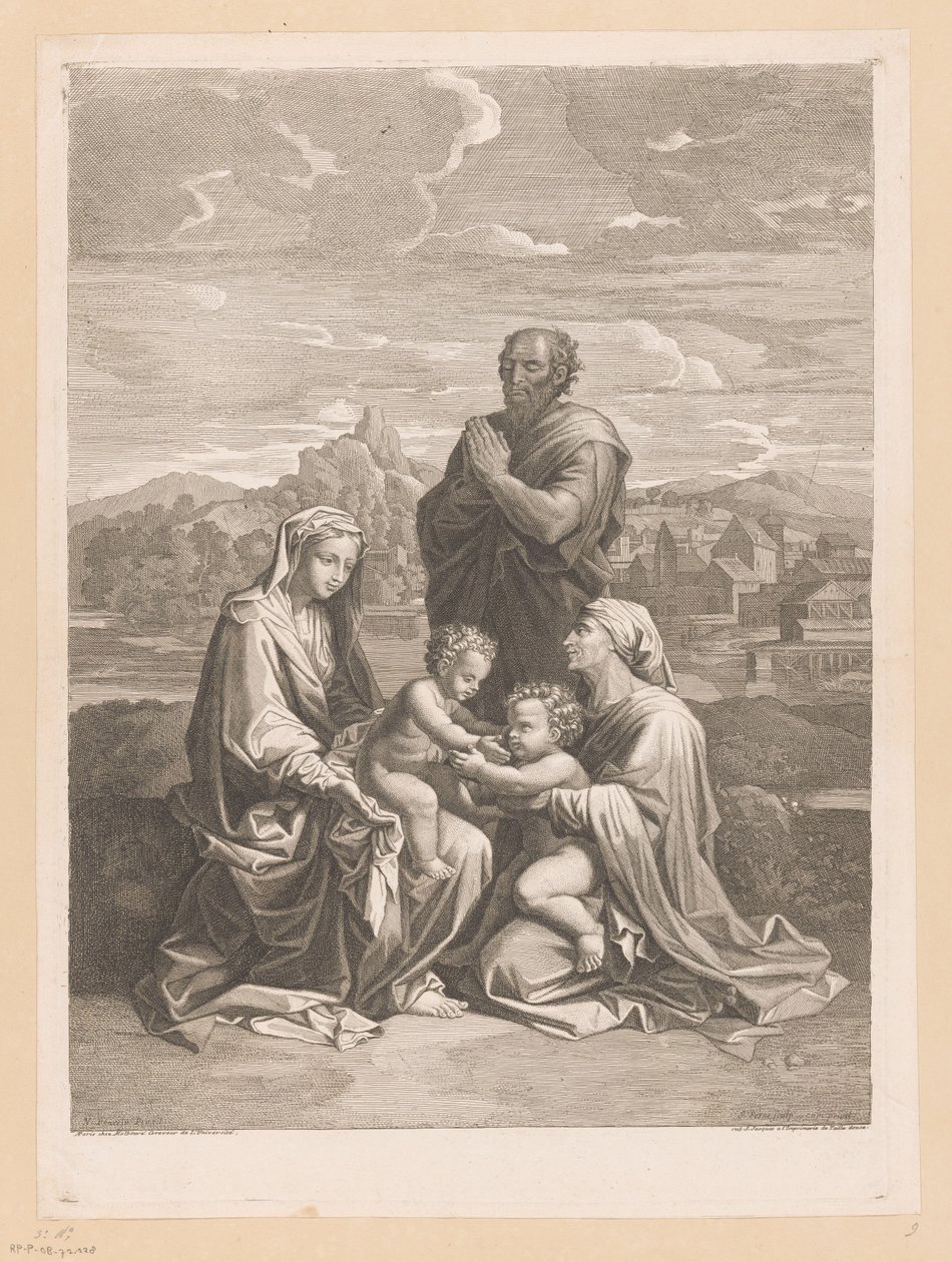 Helig familj med Elizabeth och Johannes Döparen av Jean Pesne