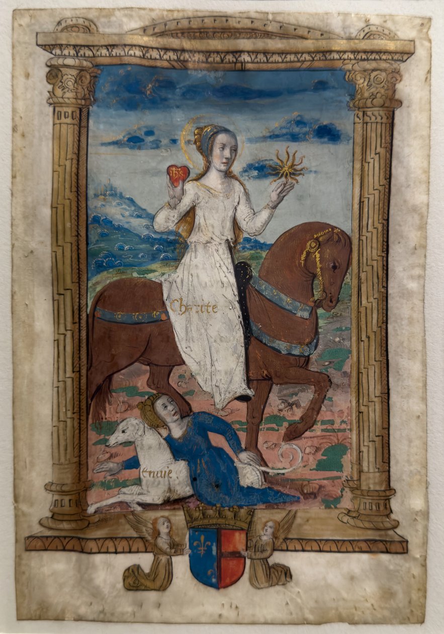 Välgörenhet och avund. Les rondeaux des vertus, efter 1515 (Målat och illuminerat pergament) av Jean Pichore
