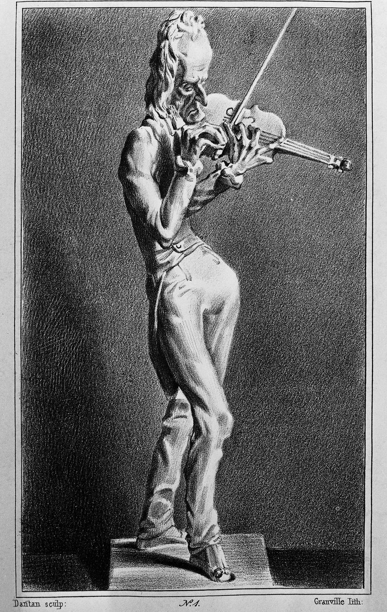 Niccolo Paganini (1782-1840), italiensk violinist och kompositör. Karikatyr efter skulpturen av Jean Pierre Dantan den unge. av Jean Pierre (after) Dantan