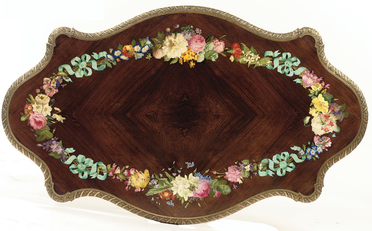 Napoleon III mittbord, ca 1856 (rosenträ & emalj) (se även 476434 och 476436) av Jean Pierre Alexandre Tahan