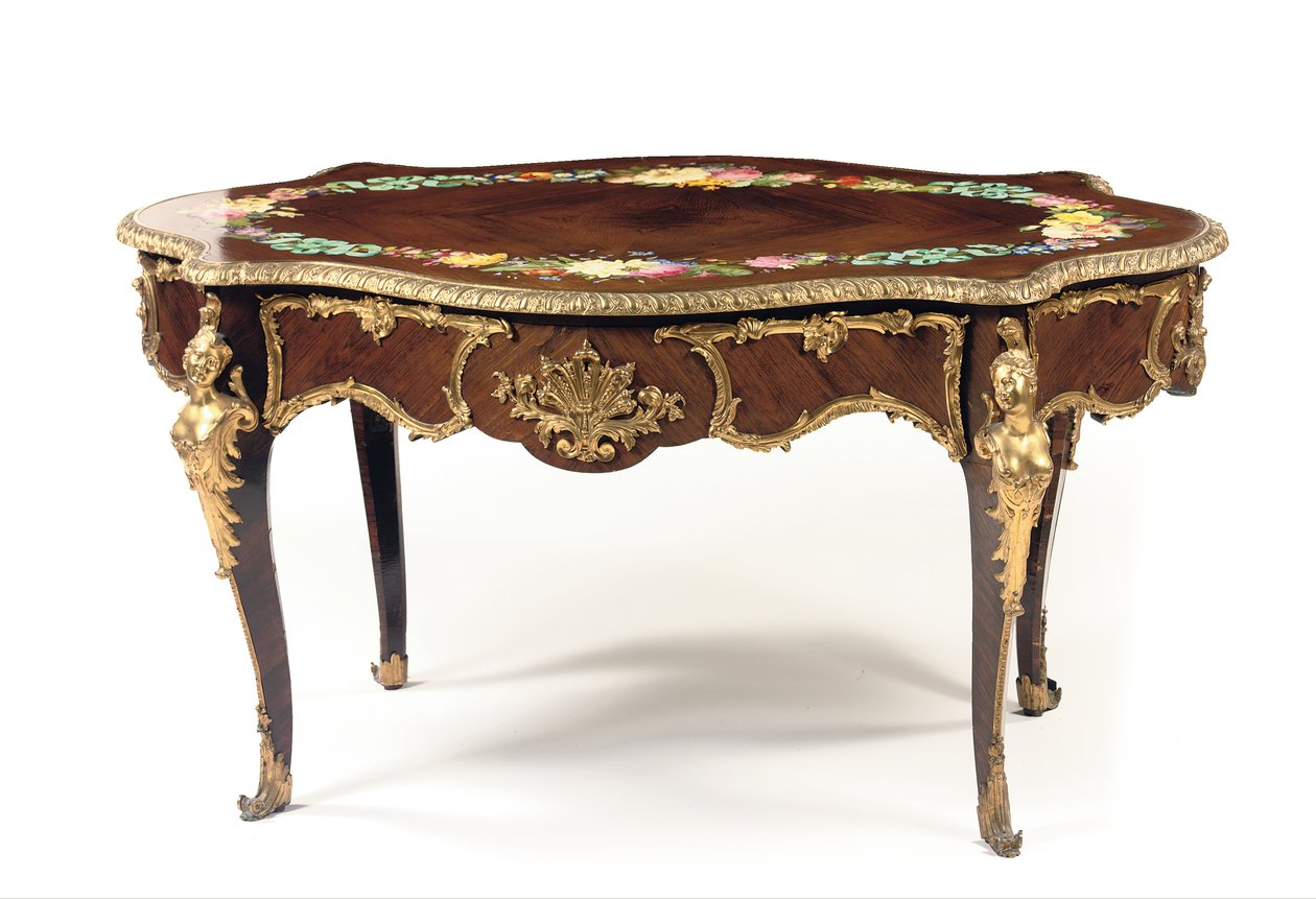 Napoleon III mittbord, ca 1856 (rosenträ & emalj) (se även 476435 och 476436) av Jean Pierre Alexandre Tahan
